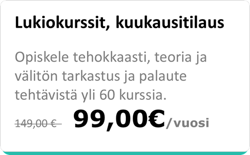99,00 €/v lukiokurssit